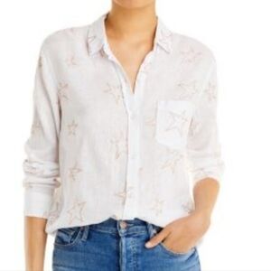 Rails Charli Button Down shirt stars print linen blend Size S